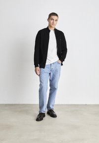GANT COTTON ZIP CARDIGAN - Strickjacke - black