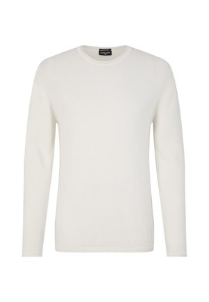 Lange mouwen crew neck trui in gebroken wit, van textuur gebreide stof. Bevat ribgebreide boorden en een zoom voor een comfortabele pasvorm. Geen versieringen.
