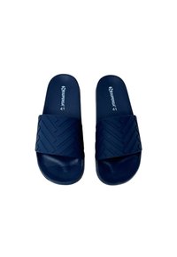 Flip-flop color blu navy con una fascia in gomma testurizzata caratterizzata da un motivo a chevron, suola piatta e dettaglio del logo sulla soletta. Taglia 41.