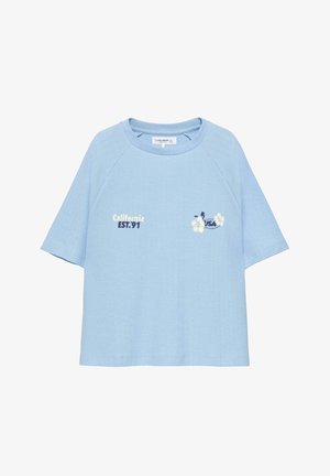 PULL&BEAR, CALIFORNIA FLORAL - T-SHIRT - Majica kratkih rukava s printom - light blue