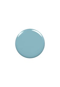 Een ronde verfsample in een glanzend lichtblauwe kleur met een gladde textuur en zonder zichtbare merk- of andere details.