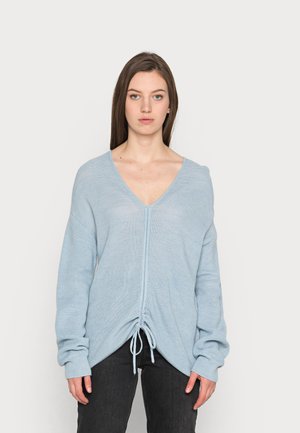 CROPPED DRAWSTRING  - Camisola - light blue