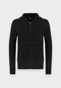 ZIPPED HOODIE SWEATER - Vesta na kopčanje - black