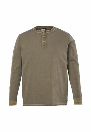 JP1880, HENLEY, LONG SLEEVE, BUTTON PLACKET, VINTAGE LOOK, UP TO 8XL - Langærmet T-shirt - nut brown