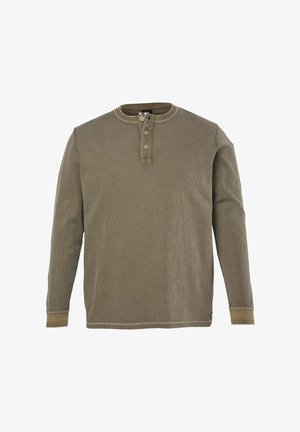 JP1880, HENLEY, LONG SLEEVE, BUTTON PLACKET, VINTAGE LOOK, UP TO 8XL - Maglietta a manica lunga - nut brown
