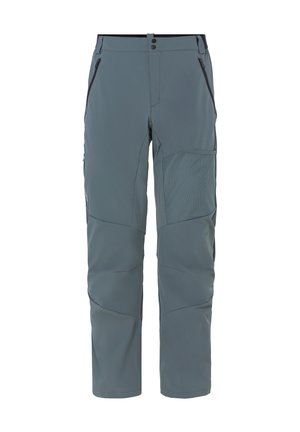 Pantaloni in tessuto elasticizzato grigio con design affusolato, numerose tasche con zip e pannelli laterali testurizzati per una maggiore durata e comfort.