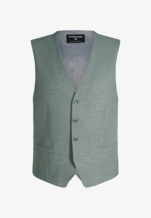 Gilet da uomo verde chiaro con trama, dotato di tre bottoni, due tasche frontali e colletto a V, etichettato Strellson.