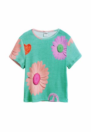 FLORAL - Tričko s potlačou - light blue