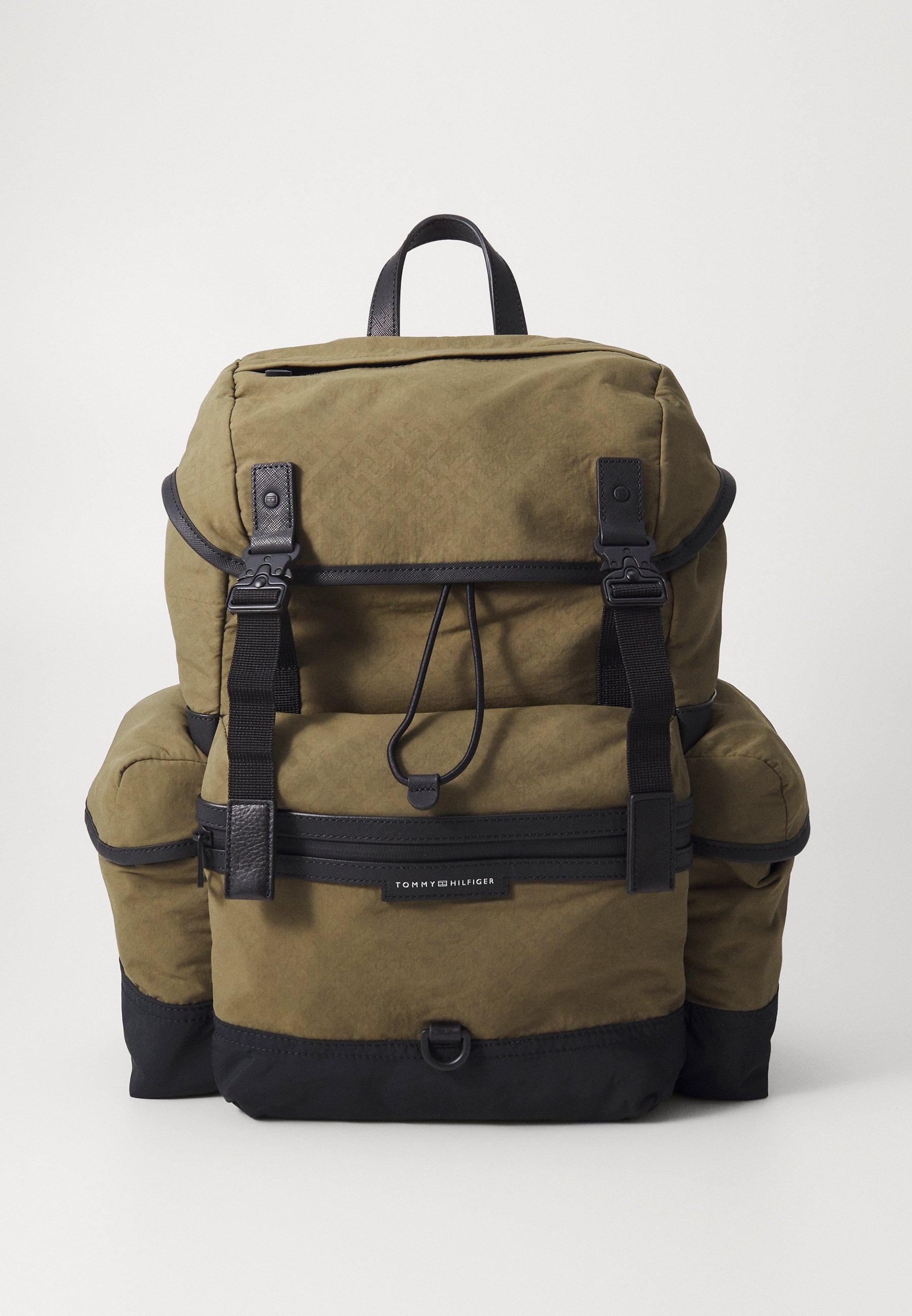 Tommy Hilfiger Olive and Tan Backpack TOMMY HILFIGER TH Monotype Rain PU Dome Backpack Utility  main image 4