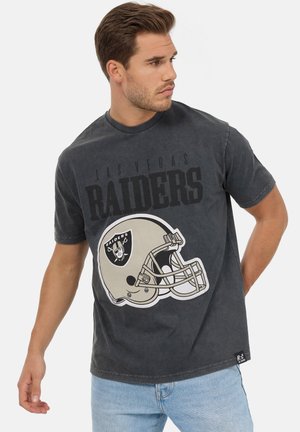 Re:Covered NFL RAIDERS HELMET WASHED - T-shirt imprimé - black