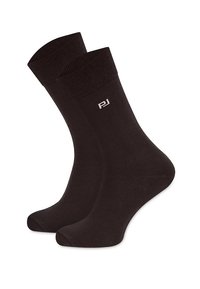 Czarne bawełniane skarpetki z ściągaczem, z małym białym logo po boku. Miękka tekstura, standardowa długość do kostki.