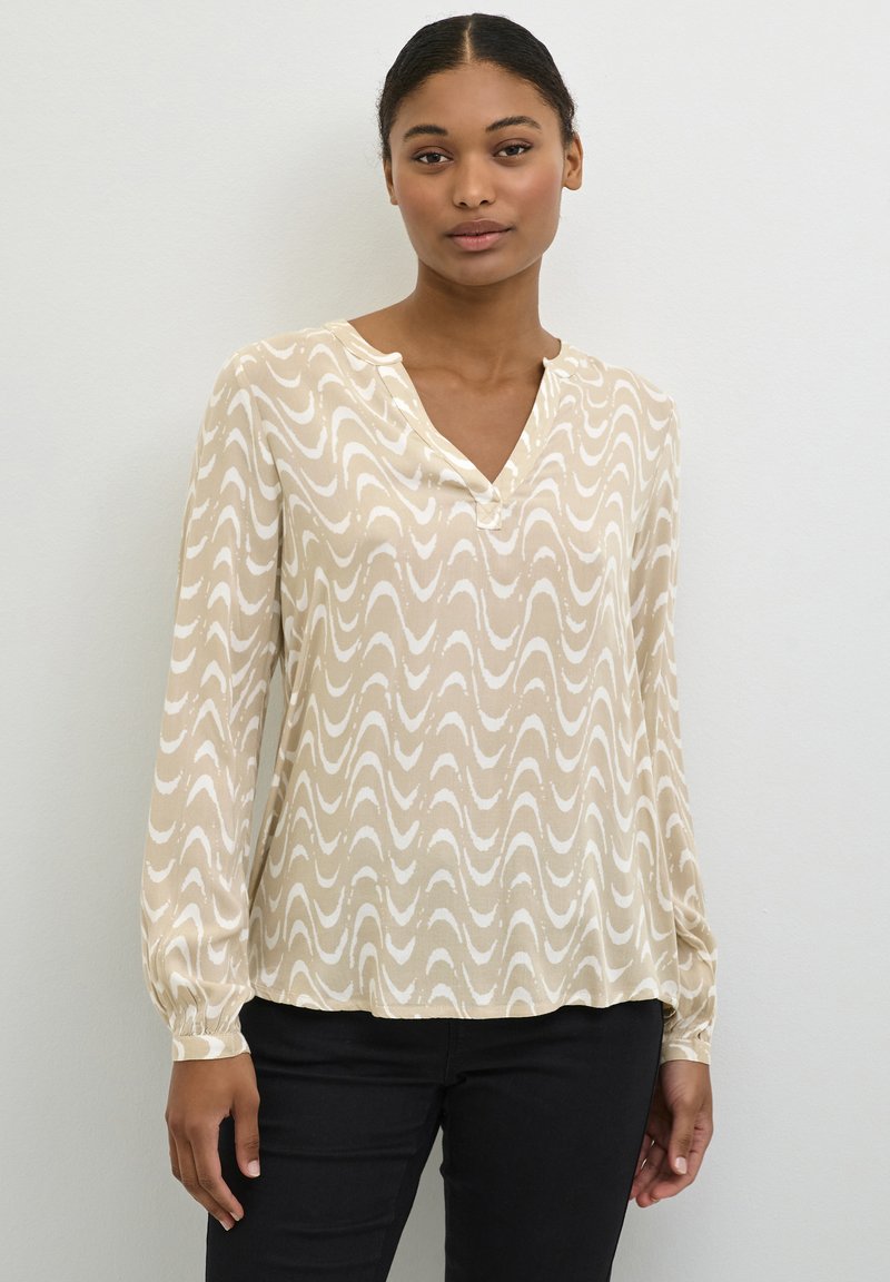 Kaffe MIRA PRINTED - Bluse - feather grey graphic print
