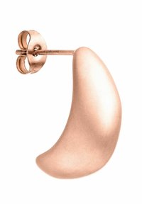 Ohrringe aus Roségold in einer glatten, geschwungenen Halbmondform mit polierter Oberfläche. Verfügt über einen Stecker mit Metallverschluss für einen sicheren Halt.