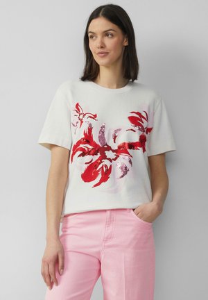 s.Oliver LEICHTES KURZARM-UND PAILLETTEN - Print T-shirt - ecru