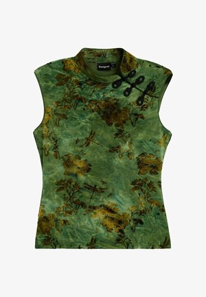 Desigual, PRINTED FLOCKED TOP - Topp - green