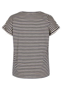 Námořnické a krémové pruhované tričko s krátkým rukávem, volného střihu a kulatým výstřihem, vyrobené z měkké, prodyšné bavlny.