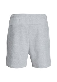 Sive pamučne kratke hlače s elastičnom pasicom i dva bočna džepa, s mekim teksturom i ležernim dizajnom, pogodnim za sport ili slobodno vrijeme.