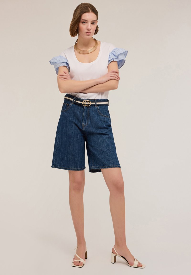 Top in pizzo a maniche corte da donna UK tinta unita sciolto comodo scollo a V top vacanza casual camicia estiva abiti con maniche a volant camicetta a tunica leggera traspirante magliette