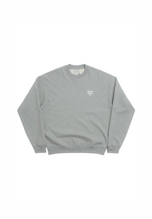 Sudadera de cuello redondo gris claro con mangas largas y pequeño texto blanco "Polar Skate Co" en el lado izquierdo del pecho.