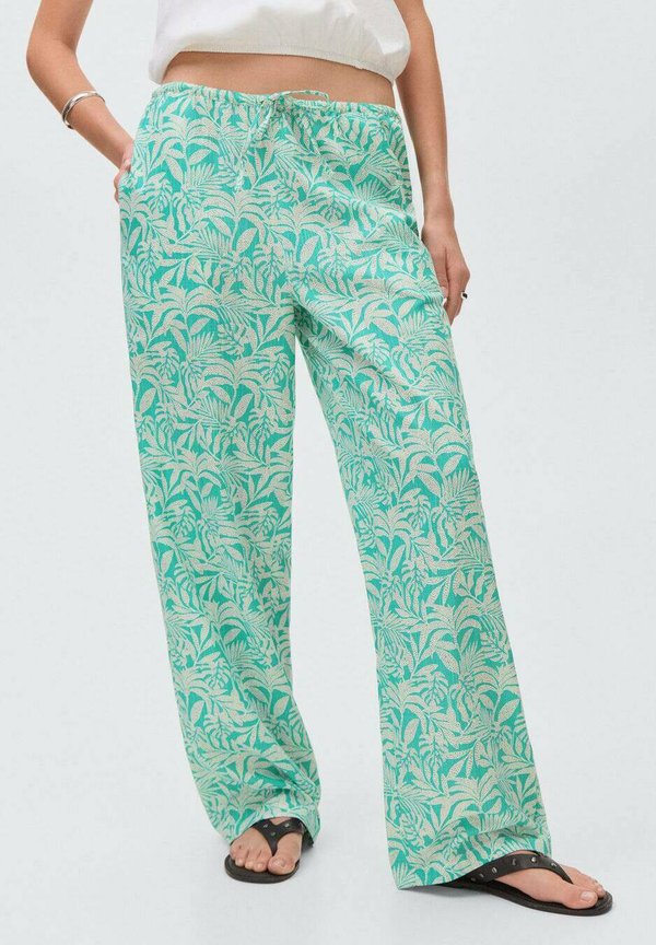 MED BLADMØNSTER - Trousers - turquoise2