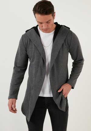 HOODED - Kardigan - anthracite