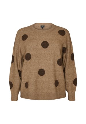 Zizzi, STRICKBLUSE MIT GEPUNKTETEM MUSTER - Πουλόβερ - braun