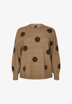 Zizzi, STRICKBLUSE MIT GEPUNKTETEM MUSTER - Πουλόβερ - braun