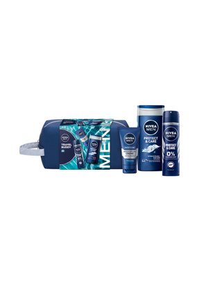 TRAVEL BUDDY GESCHENKSET PROTECT & CARE DEO + PFLEGEDUSCHE + CREME + TASCHE - Shower gel