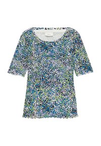 s.Oliver SLIM FIT À MOTIF AJOURÉ ET BORD ROULOTTÉ - T-shirt imprimé - creme