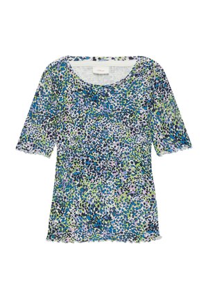 SLIM FIT À MOTIF AJOURÉ ET BORD ROULOTTÉ - T-Shirt print - creme