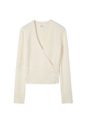 Stradivarius, BUTTON-UP WRAP KNIT CARDIGAN - Gilet - beige