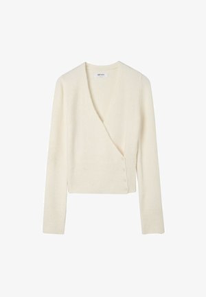 Stradivarius, BUTTON-UP WRAP KNIT CARDIGAN - Cardigan - beige