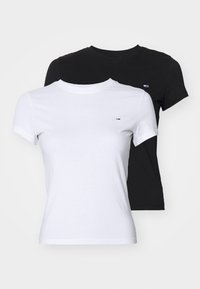 C NECK TEE 2 PACK - Osnovna majica kratkih rukava - ecru/black