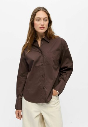 Object SHIRT STRIPED - Chemisier - seal brown