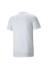 Bílá tričko s krátkým rukávem, které má hladkou texturu, kulatý výstřih a jemný perforovaný vzor pro prodyšnost.
