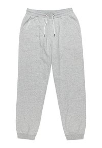Graue Sweatpants aus weichem Stoff, mit einem elastischen Bund mit Kordelzug, Seitentaschen und schmalen Bündchen an den Knöcheln.