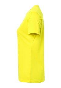 Korte mouwen, felgele t-shirt gemaakt van glad synthetisch materiaal, met een gestructureerde pasvorm en een ronde hals.