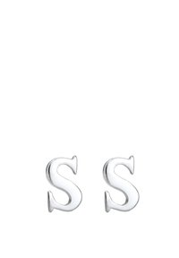 Silberne Steckerohrringe in Form des Buchstabens "S" mit glänzender Oberfläche und glatter Textur, ideal für den täglichen Gebrauch.