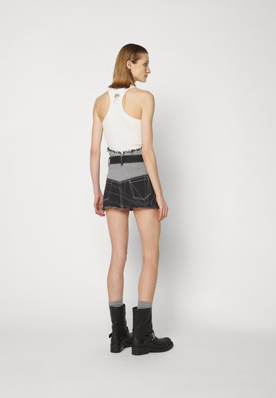 Clear To Rain LASER PATCHWORK SKIRT - Τζιν φούστα - black/grey