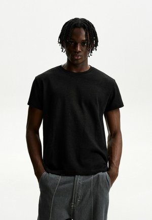 SLUB EFFECT SHORT SLEEVE - T-Shirt basic - black