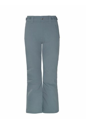 Helle blaue Schneehosen aus glattem, strapazierfähigem Material. Mit einem leicht ausgestellten Beinabschluss und sichtbarem Bund mit Gürtelschlaufen.