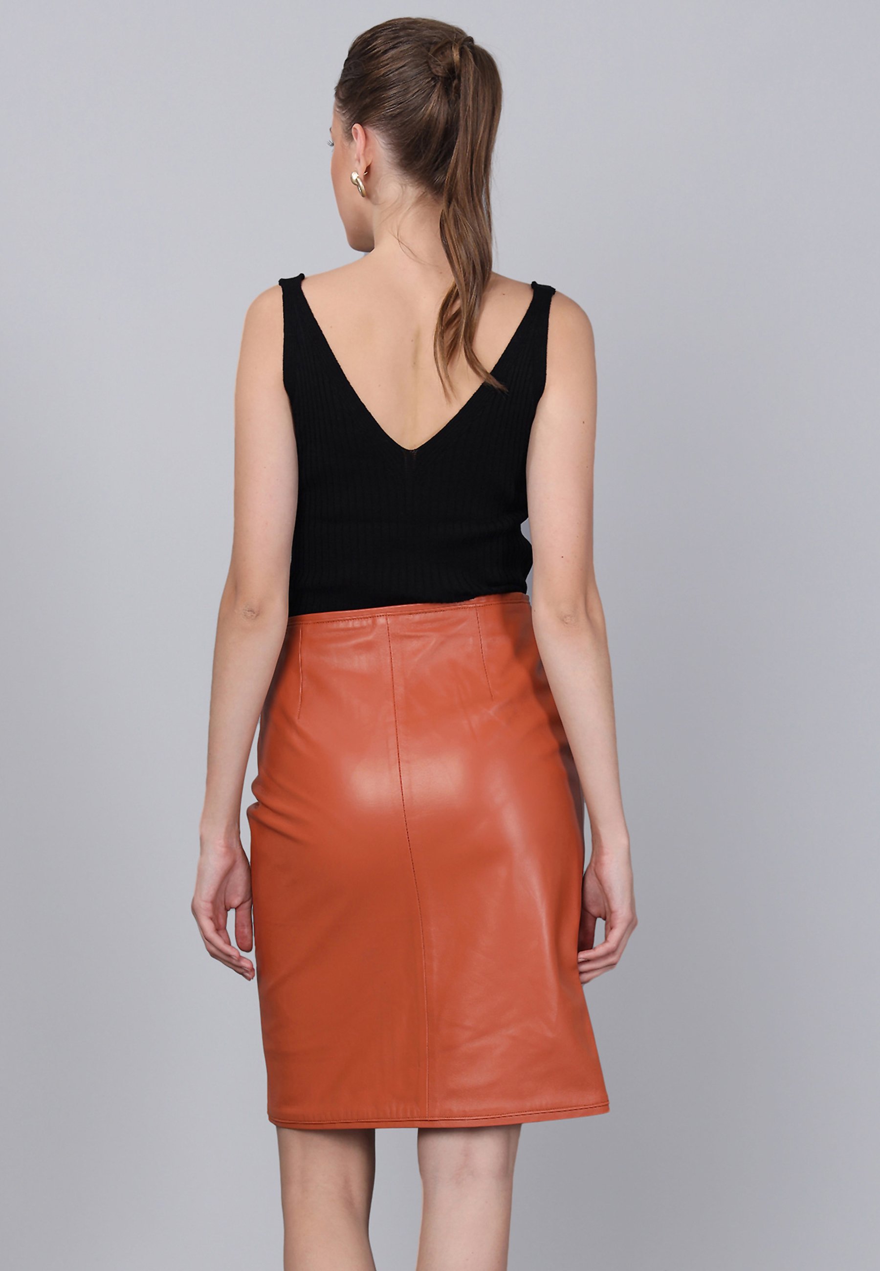Basics and More Gonna di pelle - orange/arancione - Zalando.it