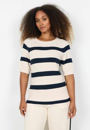 KANITA STRIPE 19 - Tricou cu imprimeu - c cream melange combi