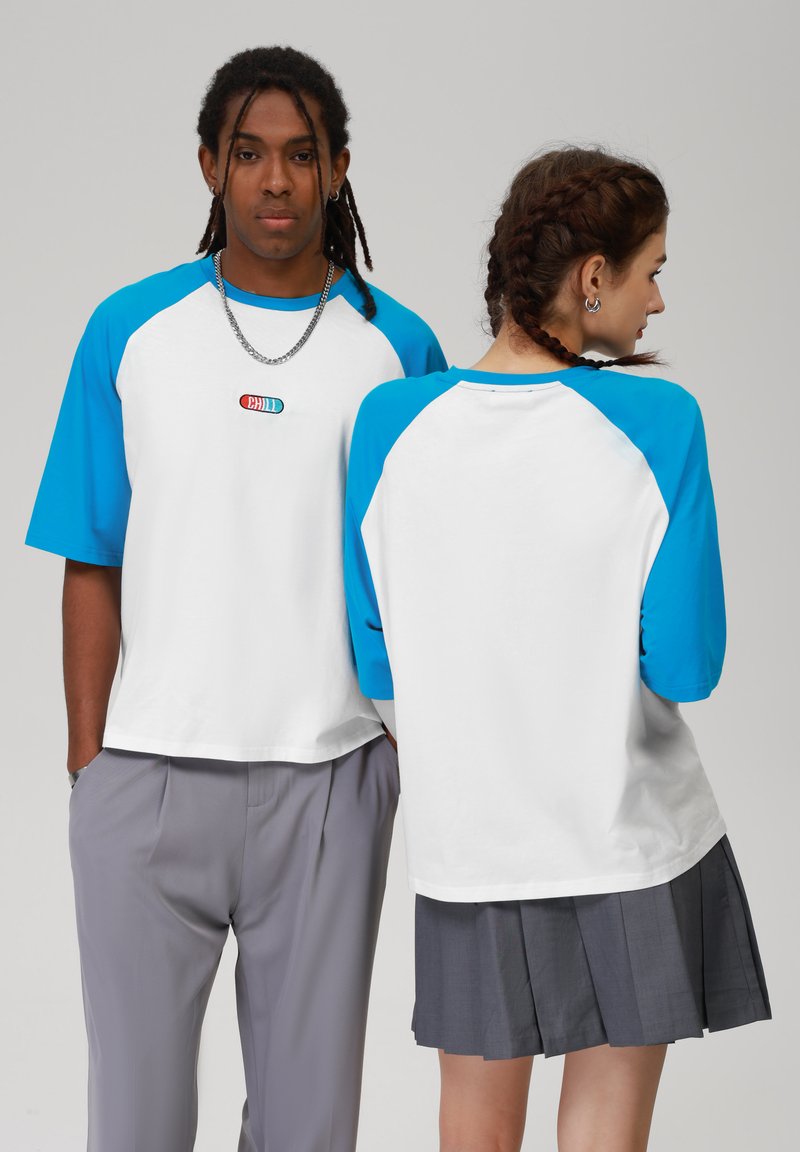 YOURTURN UNISEX T-shirt imprimé white/blue/blanc