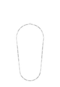 Collana in argento con maglie allungate e elementi testurizzati alternati, creando un motivo visivamente interessante. Design leggero.