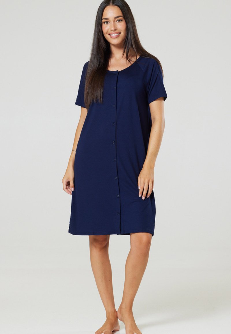 Navy Blanket Fur Maternity Winter Nighty