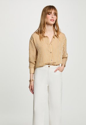Morgan, MORGAN MORGAN STRIPED SHIRT WITH NOTCH COLLAR - Hemdbluse - white orange