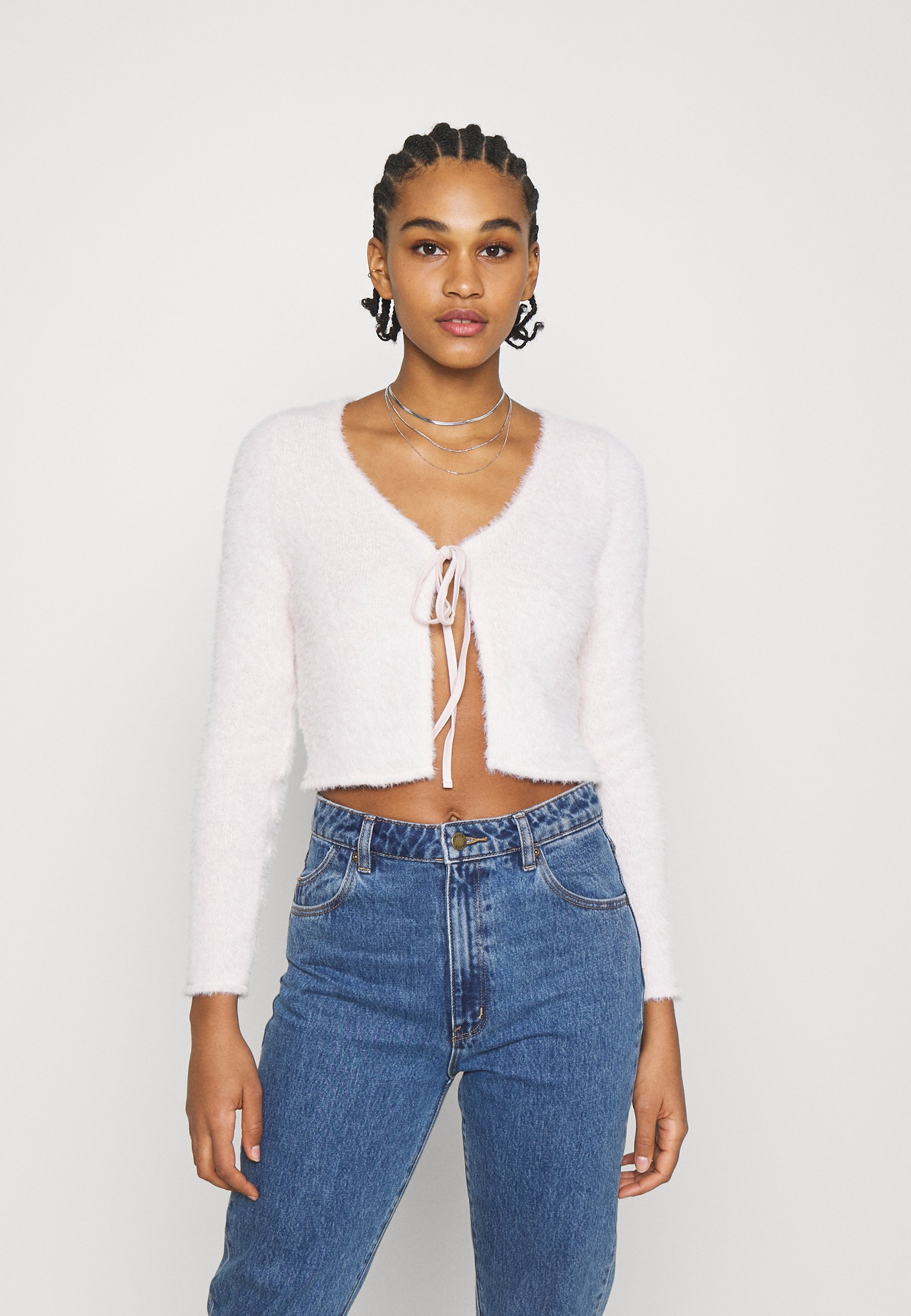 tie front cardigan pink