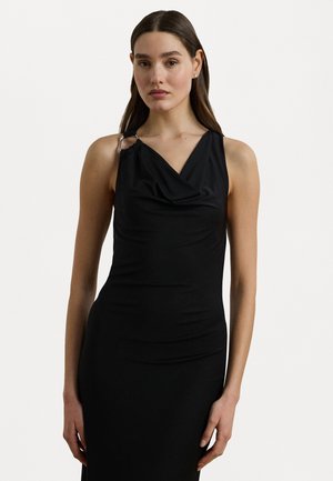 ELKANAH RING TRIM JERSEY COWLNECK GOWN - Iltapuku - black
