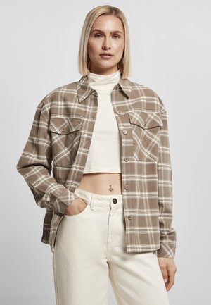 OVERSIZED - Camicia - lighttaupe whitesand